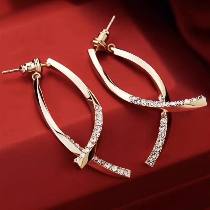 14K Gold-plated Cross Elegant Earrings